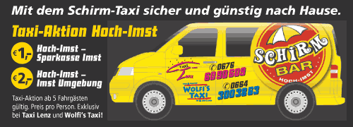 Taxi Imst - Aktion für unsere Gäste Taxi Lenz und Wolfi's Taxi IMST - HOCHIMST und UMGEBUNG